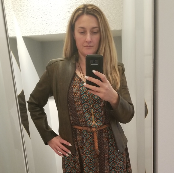 Brown leather jacket - Picture 1 of 2